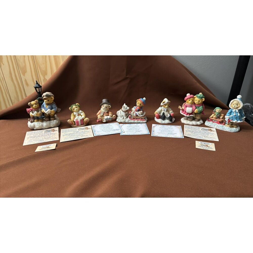 Lot of 7 Cherished Teddies Christmas Figurines Vintage